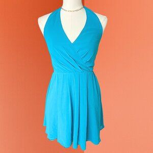 Y2K Blue Halter Mini Dress